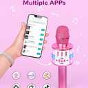 Amazmic Toys for Girls, Kids Karaoke Microphone Toddler Microphone for Kids with Lights, for Girls, Birthday Party Boys Toy Age 3 4 5 6 7 8+(Light Pink)