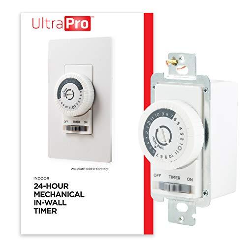 UltraPro 24-Hour Indoor Mechanical In-Wall Timer, 30 Minute Interval, Neutral Wire Required, Dial Timer Light Switch for Lights, Bathroom Fan, Exhaust Fan, Single Pole Wall Timer Switch, White, 41092