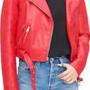 Levi's Women's The Belted Faux Leather Moto Jacket (Regular & Plus Size) (Large, Red)