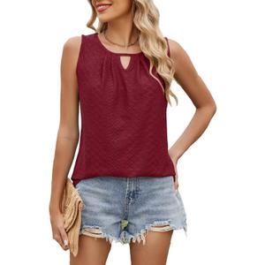 Womens Casual Summer Tank Tops 2025 Sleeveless Business Work Shirts Loose Fit Trendy Tops Flowy Clothes Outfits (Red, L)