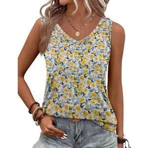 CRAZY GRID Women's Tank Tops V Neck Casual Sleeveless Tops for Women 2025 Basic Trendy Tank Oversized Summer Blouses S-3XL (XXL)