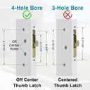 ACEPLANET Offset Position Non-Keyed Sliding Patio Door Handleset with Mortise Lock, 45 Keyway, 3-15/16" H.C., Fits 1-3/8" to 2-1/4" Thick Doors, No-Handed, White Diecast