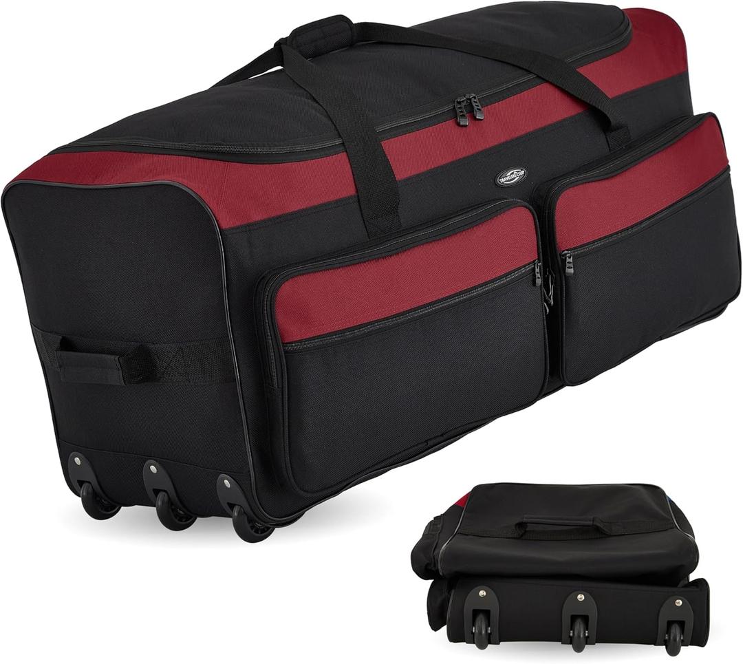 Travelers Club 36" Asgard 3-Wheel Rolling Duffel Bag (Red)