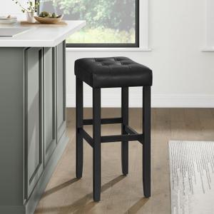 Alaterre Furniture Madison 30-Inch Bar Stool with Faux Leather Seat - Barstool for Kitchen Island or Bar - Backless Barstools (Black)
