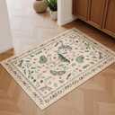 2x3 Entryway Rug with Insect Print - Indoor Non-Slip Small Bug Rug for Front Door, Low Pile Machine Washable Throw Carpet for Entryway, Kids Nursery, Bedroom, Kitchen, Laundry, Bathroom (2'x3' Beige)