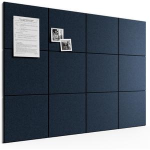 Bumusty 48" x 36" Large Cork Board Alternative, Carbon Blue | 12-Pack Felt Bulletin Board Tiles, 60 Adhesive Tabs, 30 Pushpins, Home, Office, Classroom, Vision Board, Solid Tile 12-Pack