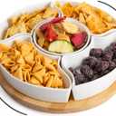 Serving Tray, Rotatable Serving Platters and Trays-11 Inch Divided Serving Dishes for Parties Kitchen Decor, Removable Serving Bowls for Chips and Dip, Condiment, Fruit, Veggies, Nut, Candy and Snacks
