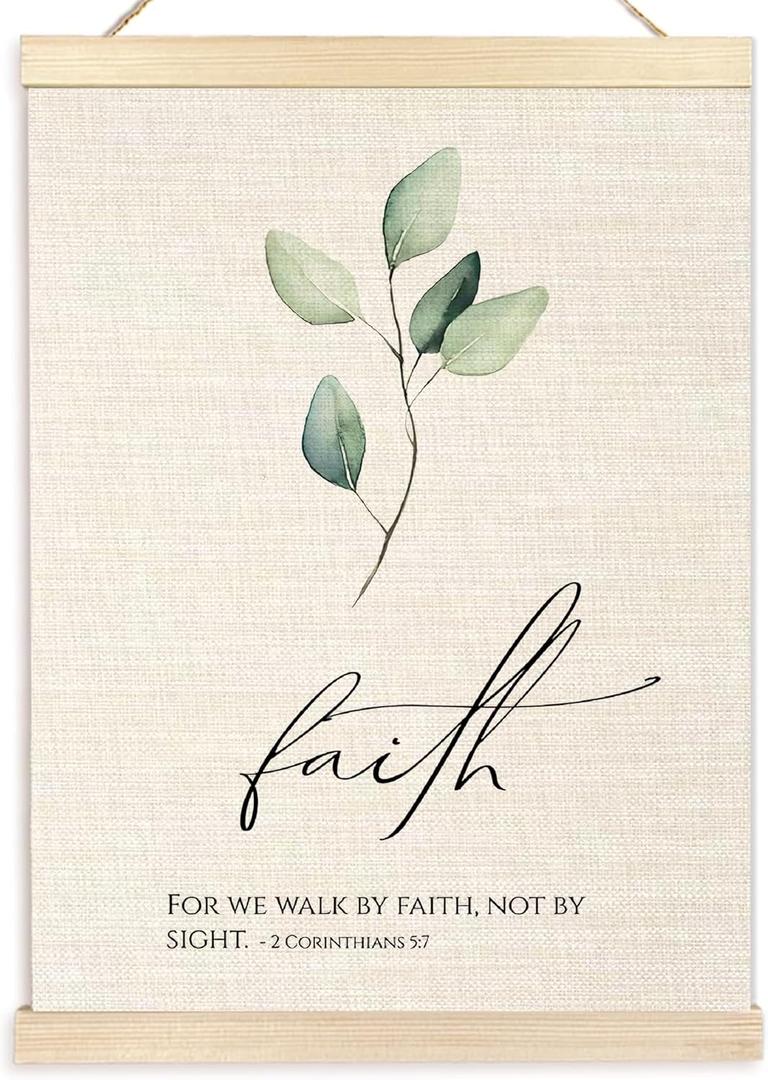 Ecezatik Poster Hanger Frame, Christian Gifts for Women, Walk by Faith Not by Sight Bible Verses Scripture Wall Decor, Signs for Home, 12x16 Inches