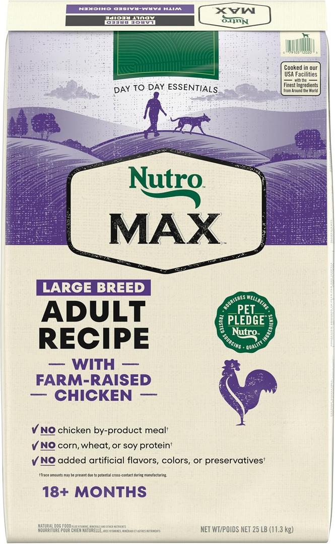 Nutro Max Adult Large Breed Dry Dog Food with Farm-Raised Chicken, 25 lb. Bag (25 Pound (Pack of 1))