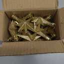 16 Pcs Glitter Bethlehem Star Ornament for Christmas Tree 4.72 x 2.95 Inch Star of Bethlehem Xmas Tree Topper Ornament Plastic Nativity Stars Hanging Decor Accessories (Gold)