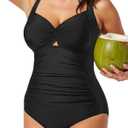 Daci Women Plus Size One Piece Swimsuits - Tummy Control Bathing Suits Full Coverage Twist Front Ruched Swimwear 2025, XL