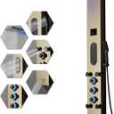 BWE Polished Gold LED Shower Tower Bathroom Shower Panel System with Rainfall Shower Head Rain Massage Stainless Steel Shower Fixtures with Temperature Display