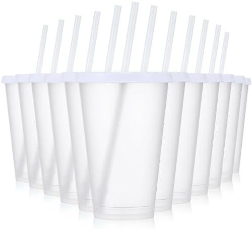 Mifoci 12 Pcs Plastic Tumbler with Lids and Straws Reusable Plastic Tumblers Bulk Mug Tumbler with Straw and Lid Tumbler Ice Cold Drinking Cup for Water Smoothie Birthday Party (White,16oz) Mifoci 12 Pcs Plastic Tumbler with Lids and Straws Reusable Plastic Tumblers Bulk Mug Tumbler with Straw and Lid Tumbler Ice Cold Drinking Cup for Water Smoothie Birthday Party (White,16oz)