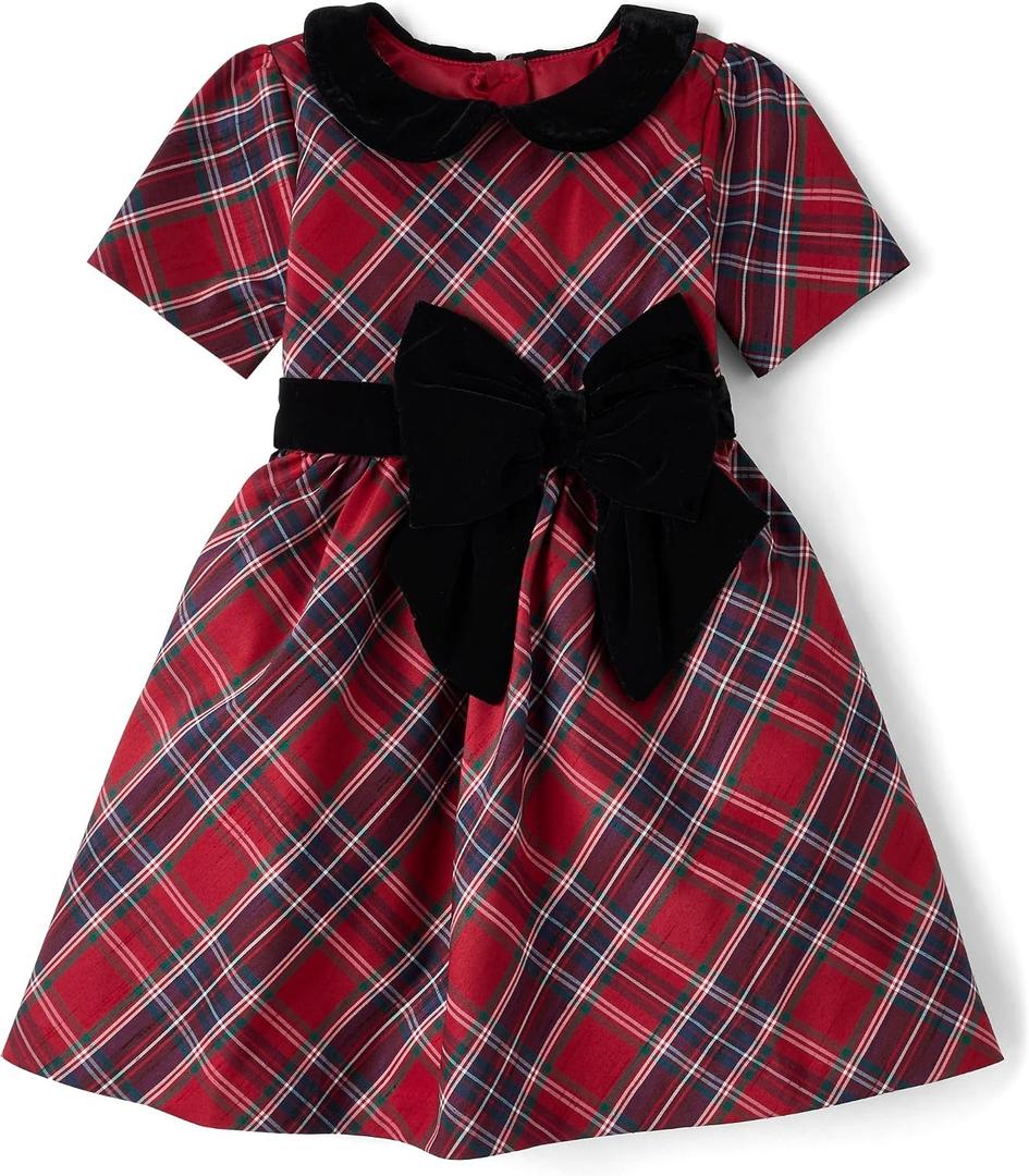 Gymboree Girls' and Toddler Holiday Dressy Dresses (Salsa Plaid, Size: 10)