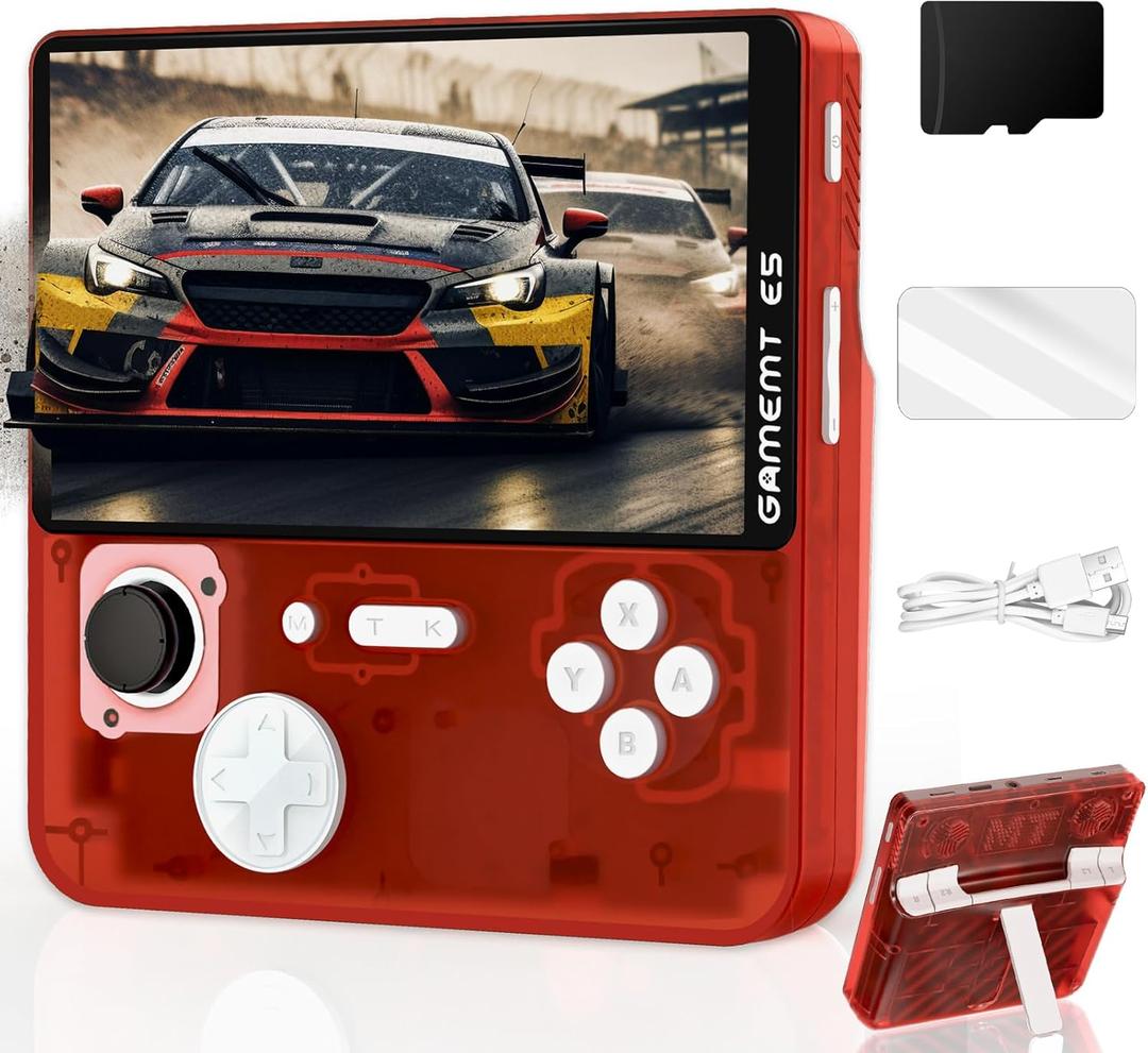 Retro Handheld Game Console - 5 Inch IPS Screen, Linux System, Pre-Installed 64GB TF Card Built-in 15000+ Classic Games, 1280x720 Pixels, Game Searchable, Portable Pocket Arcade with Desktop Stand