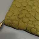 Puffy Quilted Makeup Bag for Women, Cosmetic Bag, Travel Toiletry Organizer Pouch Clutch (Green Flowers)