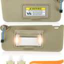 Sun Visor Pair for 2008-2017 Honda Accord - Driver & Passenger Side Replacement (Beige Color) - with Vanity Light (Illuminated) - Replaces# 83280-TA0-A91ZB - Includes Clips & Instructions