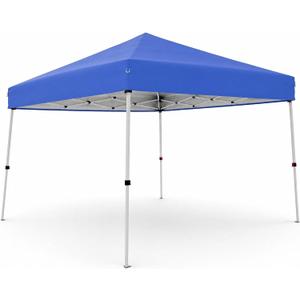 10x10 Pop Up Canopy Tent, Heavy Duty Commercial Outdoor Shelter with Easy One-Person Setup, Instant Slant Leg Tent with No Sidewalls, Blue