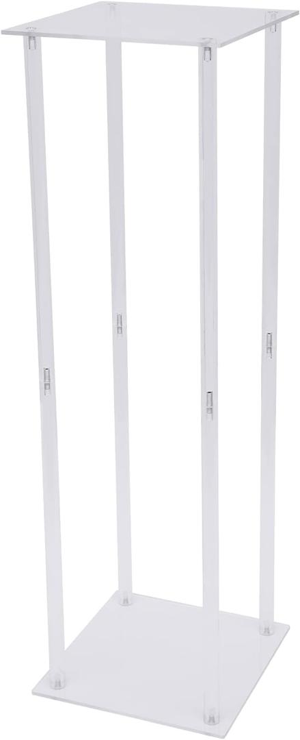 2 Pcs Acrylic Clear Wedding Flower Stand Elegant Crystal Acrylic Flower Stand Tabletop Display Rack Floral Backdrop Clear Column Pillar Square Props