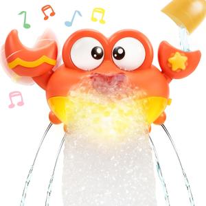 Baby Bath Toys for Toddlers 2-4, Crab Bubble Machine with Music, LED Lights, Light Up Bath Toys for Kids, Automatic Bubble Maker for Bathtub, Boys & Girls Gifts for Christmas