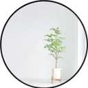 24 inch Round Mirror Black Metal Framed Wall Mount Bathroom Vanity Real Glass Circle Mirror for Home, Entryway, Living Room, Bedroom