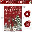 Artscope Welcome Reindeer Christmas Tree House Flag 28x40 Inch Double Sided, Seasonal Outdoor Winter Xmas Flag for Yard Farmhouse Holiday Decoration-Red