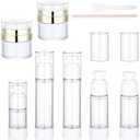 Segbeauty 7pcs Vacuum Lotion Dispenser Sprayer Set, Airless Pump Bottles Travel Size, Empty Golden Airless Pump Jar for Creams, Refillable Vacuum Fine Mist Spray Bottle Atomizer 0.5oz 1oz 1.7oz