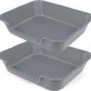2 Pack of Extra Large Cat Litter Box (ABS Material), Low Entry Senior Litter Pen for Geriatric Kitty Big Cats, Jumbo Pet Safe Litter Boxes Tray for Indoor Pets Potty (Gray, 24" L x 20" W)