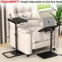 TV Tray Table for Couch, Height Adjustable/360 Swivel/180 Flip-Over Panel Design C-Shaped End Table, Sofa Arm End Side Table with Phone & Tablet Slot for Eating, Laptop,Couch Bed (Black), Angle Tilt 1 Pack