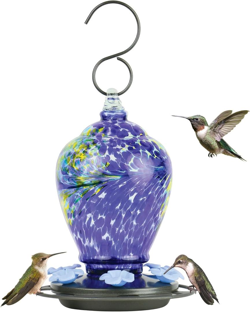 Nature's Way Bird Products AGF2 Hand Blown Artisan Gravity Spring Rain Hummingbird Feeder (16 oz Capacity)
