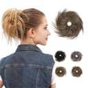 JuvaBun Brownish Blonde Tousled Messy Bun Hair Pieces for Women  Curly Updo Hair Piece Scrunchie, Adds Volume, Easy Styling, Washable & Realistic Everyday Use_Brownish Blonde