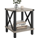 Large End Table Farmhouse Side Table Industrial Style Sofa Table Metal X Accent Wood Coffee Table NightStand with Storage Shelf for Living Room Bedroom Oak Grey MLBZ16Z