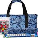 American Mahjong Tile Set with Mat - Premium Quality Melamine Mahjong Set with 166 Scratch-Resistant Tiles, Complete Accessories, and Portable Blue Carrying Case for Timeless Fun