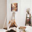 AEHIE Vintage Fall Lake Wall Art Decor, Rustic Fall Farmhouse Framed Canvas Wall Art, Autumn Forest Trees Landscape Decorations for Home Bedroom Living Room11x14