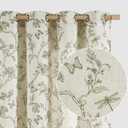 Lazzzy Green Floral Linen Farmhouse Curtains 84 Inch Length Drapes for Living Room Bedroom Pattern Light Filtering Country Vintage Curtain Grommet Top, 2 Panels, Green on Beige (50"W x 84"L (Pack of 2)