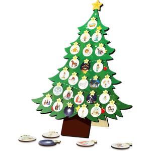 Christmas Religious Advent Calendars 2025 Wooden Christmas Tree Decorations 25 Days of Countdown, 25 Pcs Nativity Daily Bible Verses Gift, Study Prizes Xmas Gift, Xmas Tree Countdown