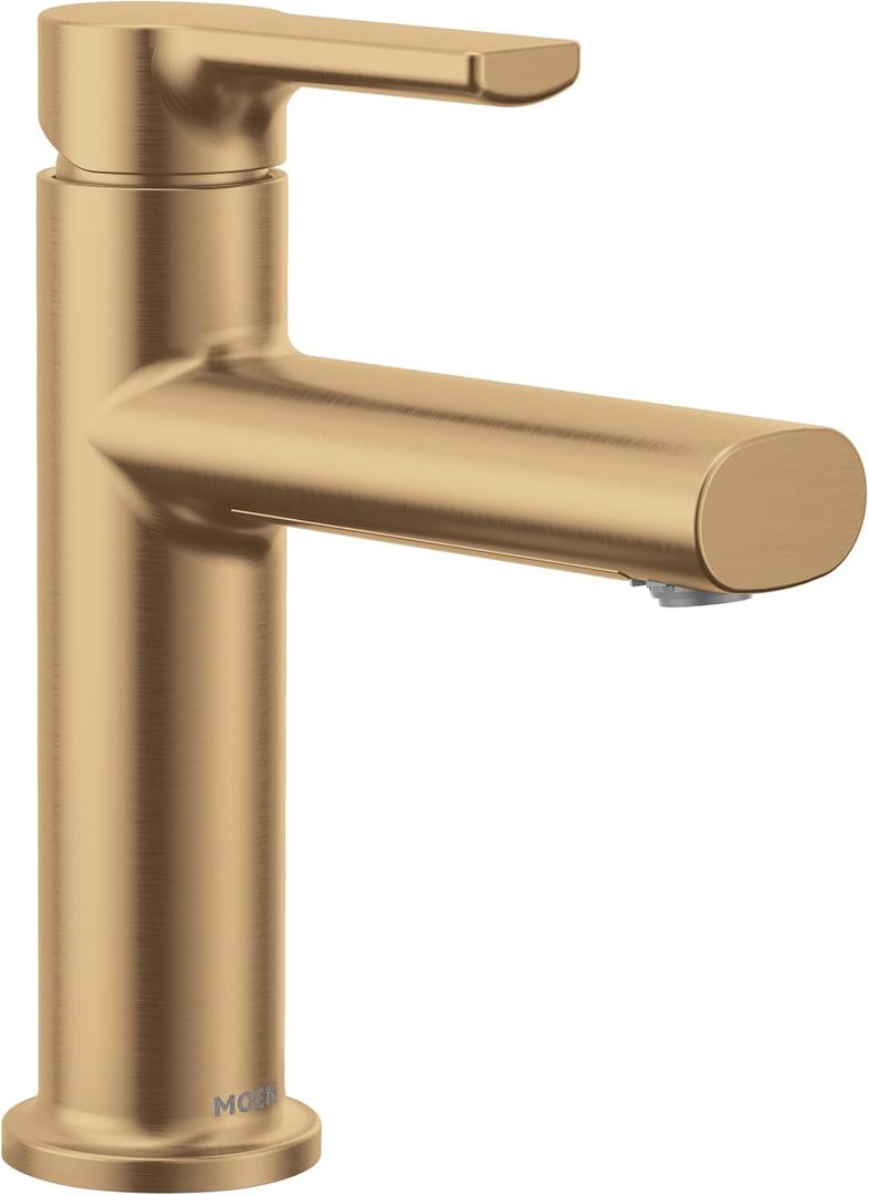 Moen Meena Bronzed Gold One-Handle Single Hole Modern Bathroom Sink Faucet
