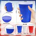 100 Pcs Patriotic Plastic Cups, 16 oz Red White and Blue Cups, Disposable Plastic Party Cups for Independence Day, 4th of July Party Supplies (EXP 08/26/26)