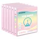 1-inch 2-inch 3-Ring Binder with Pockets, Basic Binders 1''2'' Color Binders, Holds Letter Size 8.5'' x 11'',200/450 Sheet Capacity, Bundle 6 Pack for Back to School (1'' Pink - 6 Pack)