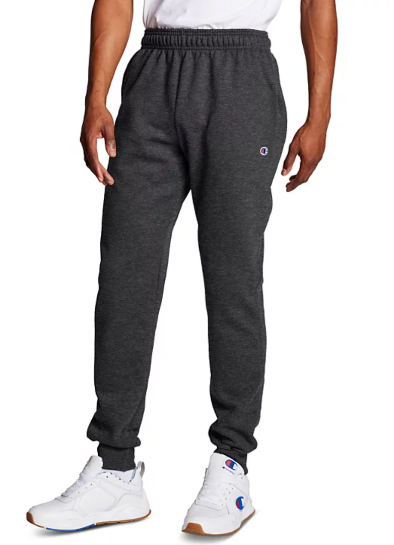 Champion Mens Joggers, Powerblend, Fleece Comfortable For (Reg. Or Big & Tall) Athletic-sweatpants, Granite Heather Script, X-Large US