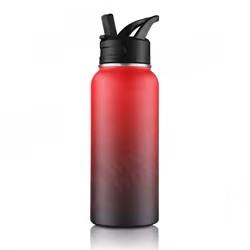 Fanhaw 32 oz Insulated Water Bottle – Portable Stainless Steel Flask with 3 Lids (Straw, Spout, Carabiner) | Leakproof, for Gym, Hiking, Work, Travel & Everyday Use (Navy Blue)