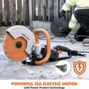 Evolution R255DCT - 10 In Concrete Saw (Aka Circular, Angle Grinder, Chop Saw, Cut Off, Demo, Disc Cutter, Power Cutter) - 15A Motor, No Gas - 4-1/16 In Cut - Incl Premium Diamond Blade