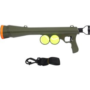 Dog Ball Launcher for Pet, Dog Ball Thrower Launcher with 2 Tennis Balls & Shoulder Strap, 23.4" Long-Range Ball Launcher Toy for All Dog Breeds, Green