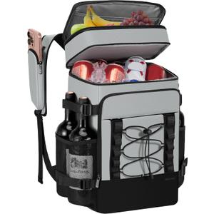 Cooler Backpack - 40 Cans Insulated Backpack Cooler for Men & Women, Portable 2 Leak Proof Compartments Coolers Bag for Beach Travel Picnic Lunch Hiking BBQ Camping - MIYCOO (Gray)