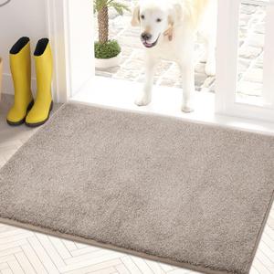 PURRUGS Dirt Trapping Door Mat 20" x 31.5", Non-Slip Machine Washable Entryway Rug, Dog Doormat, Indoor Front Door Mat, Super Absorbent Entry Rug for Muddy Shoes & Paws, Taupe