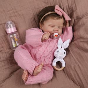WOOROY Realistic Reborn Baby Dolls 18-Inch Real Life Sleeping Newborn Girl, Lifelike Doll with Weighted Soft Body, Handmade Gift Toy with Accessories for Kids Age 3+