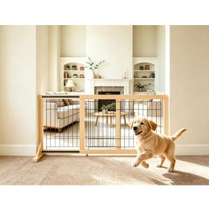 Freestanding Dog Gate Indoor,19.7" Height 23.6"–45.3" Width