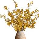 DuHouse 6 Pcs Gold Artificial Eucalyptus Stems,Faux Glitter Eucalyptus Branches for Christmas Wedding Holiday Centerpieces, Vase Filler, DIY Floral Arrangement, Home Decor