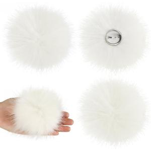 4 Pack 4 Inch Plush Rabbit Tail Fluffy Bunnies Tail Pin Rabbit Costume Accessories for Easter Halloween Cosplay Party Deocr (White)