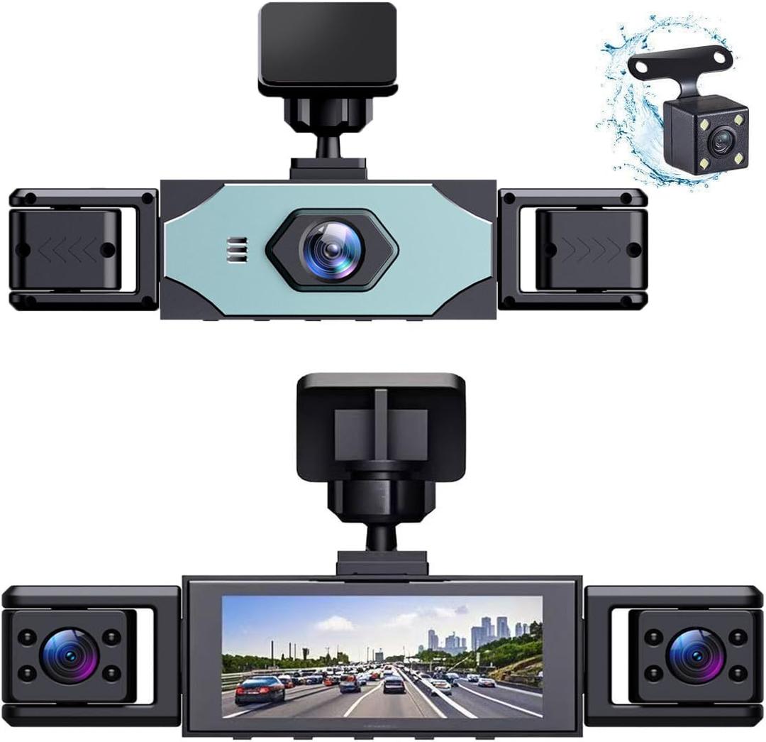 Dash Camera for Car Dash Cam Front Rear Left Right 4-Channel Dashcam 1080P Full HD, 360 All-Round Protection, Car Security Video Recording, Night Vision, G-Sensor, Loop Recording (Black)